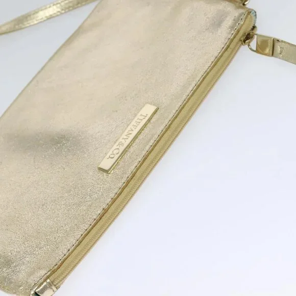 TIFFANY&Co. Reversible Tote Bag Leather Suede Gold Tone Auth 105966